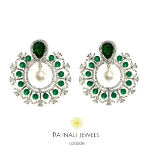Dazzle | Diamond Emerald Statement Hoop Style Earrings