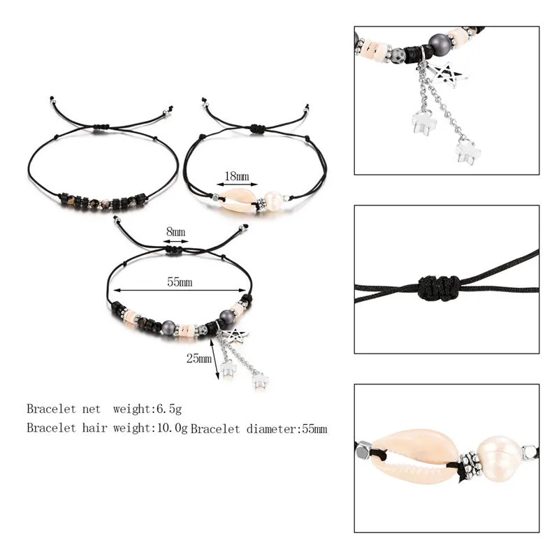 Design Star Tassel Pendant Black Bracelet