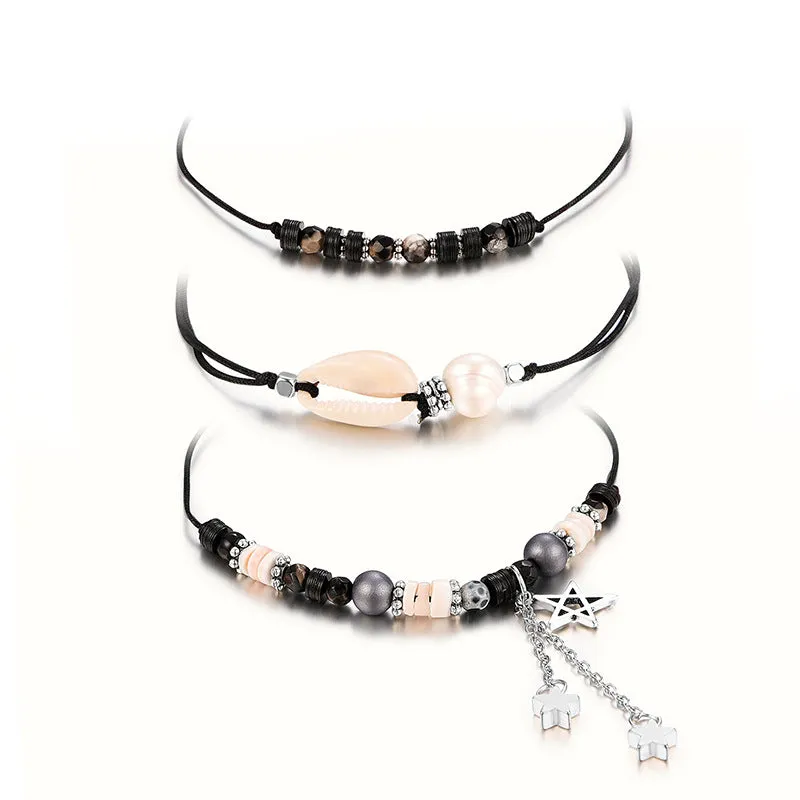 Design Star Tassel Pendant Black Bracelet
