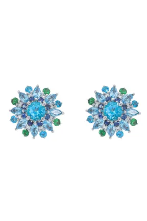 Diamond Sapphire Stud Earrings