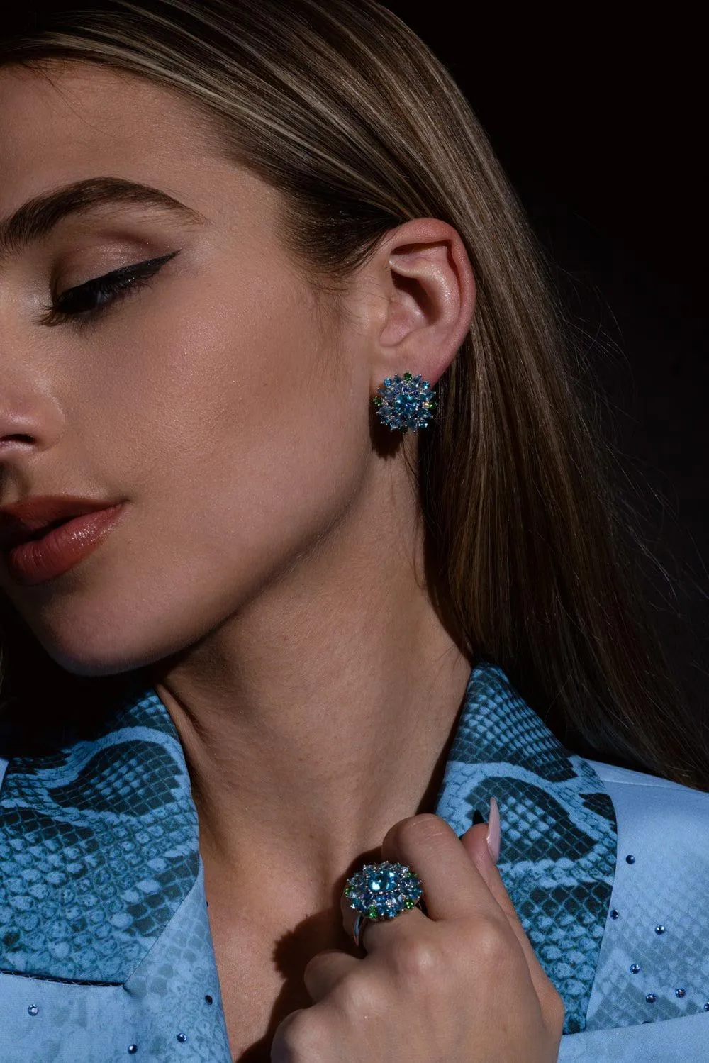 Diamond Sapphire Stud Earrings