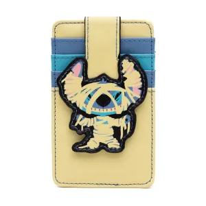 Disney Vegan Leather Wallet, ID Card Holder, Lilo and Stitch Halloween Mummy Stitch Tan Blues, 3.0" x 5.0"