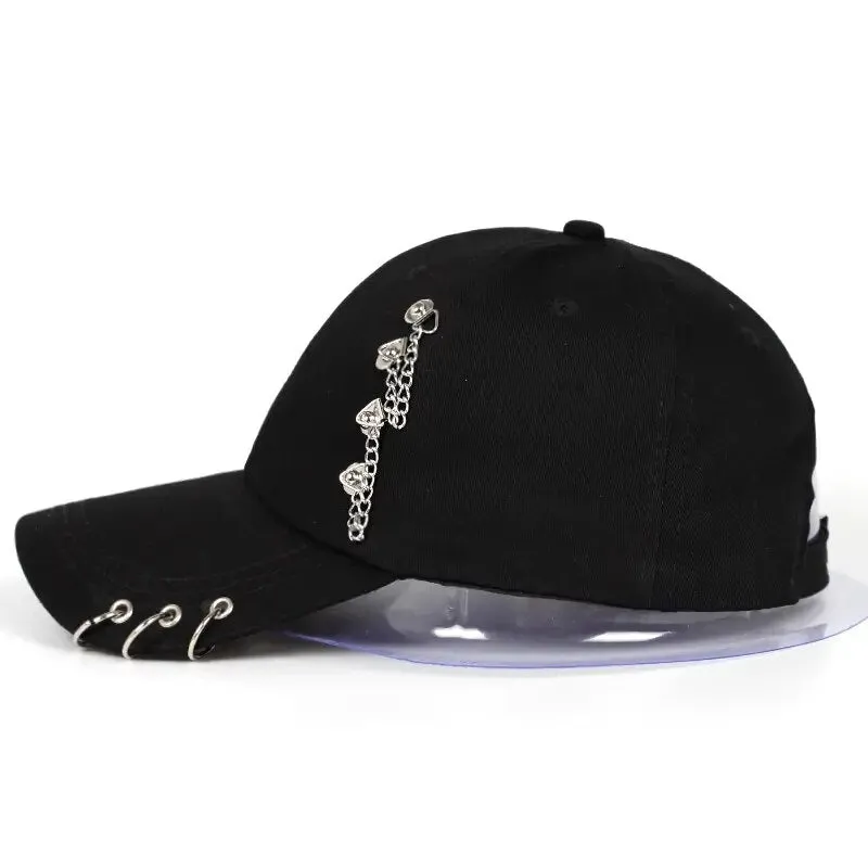 Edgy Baseball Cap with Metal Ring Accents – Fushia