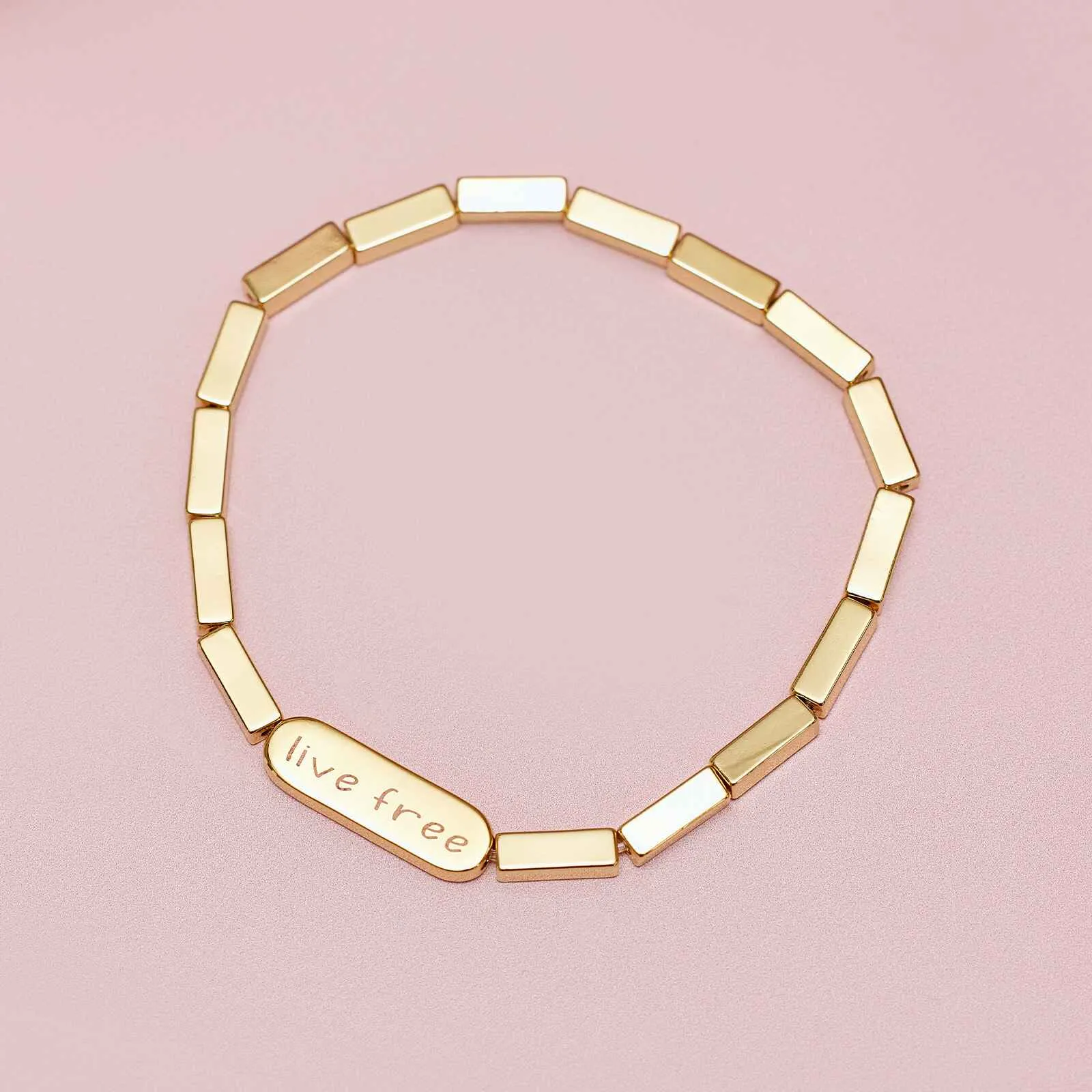 Engravable Rectangle Bead Stretch Bracelet