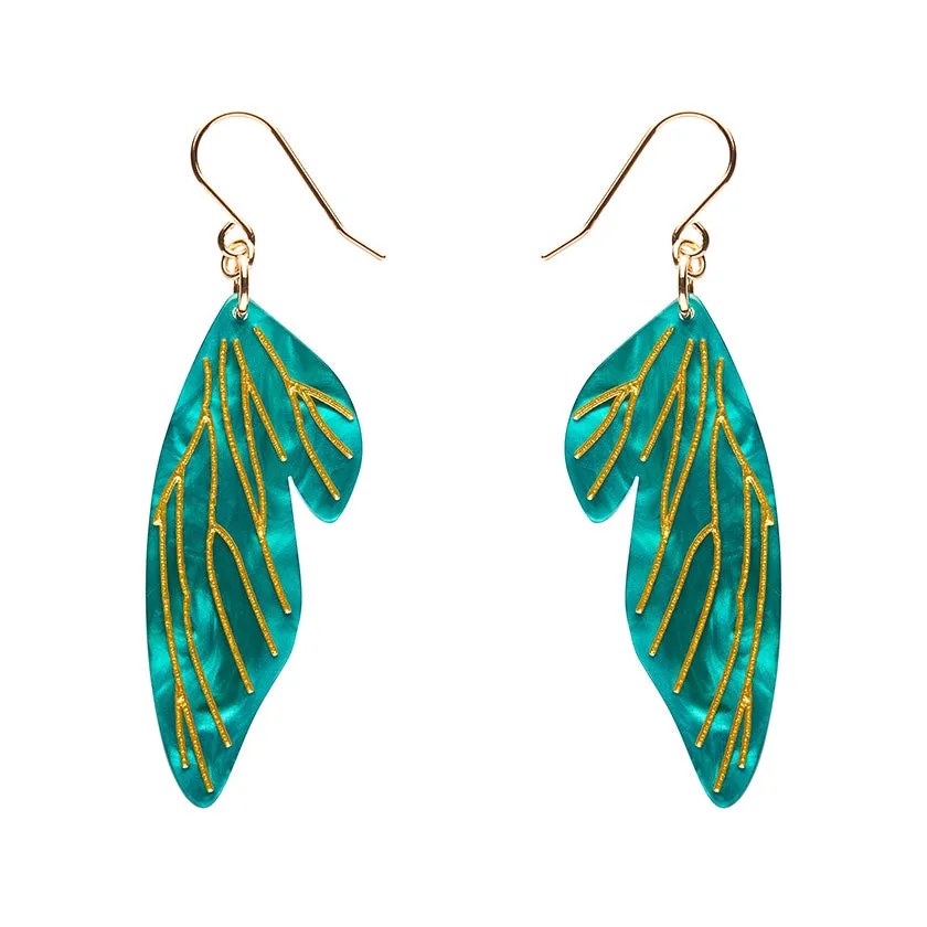 Erstwilder - Fairy Wings Drop Earrings in Mint