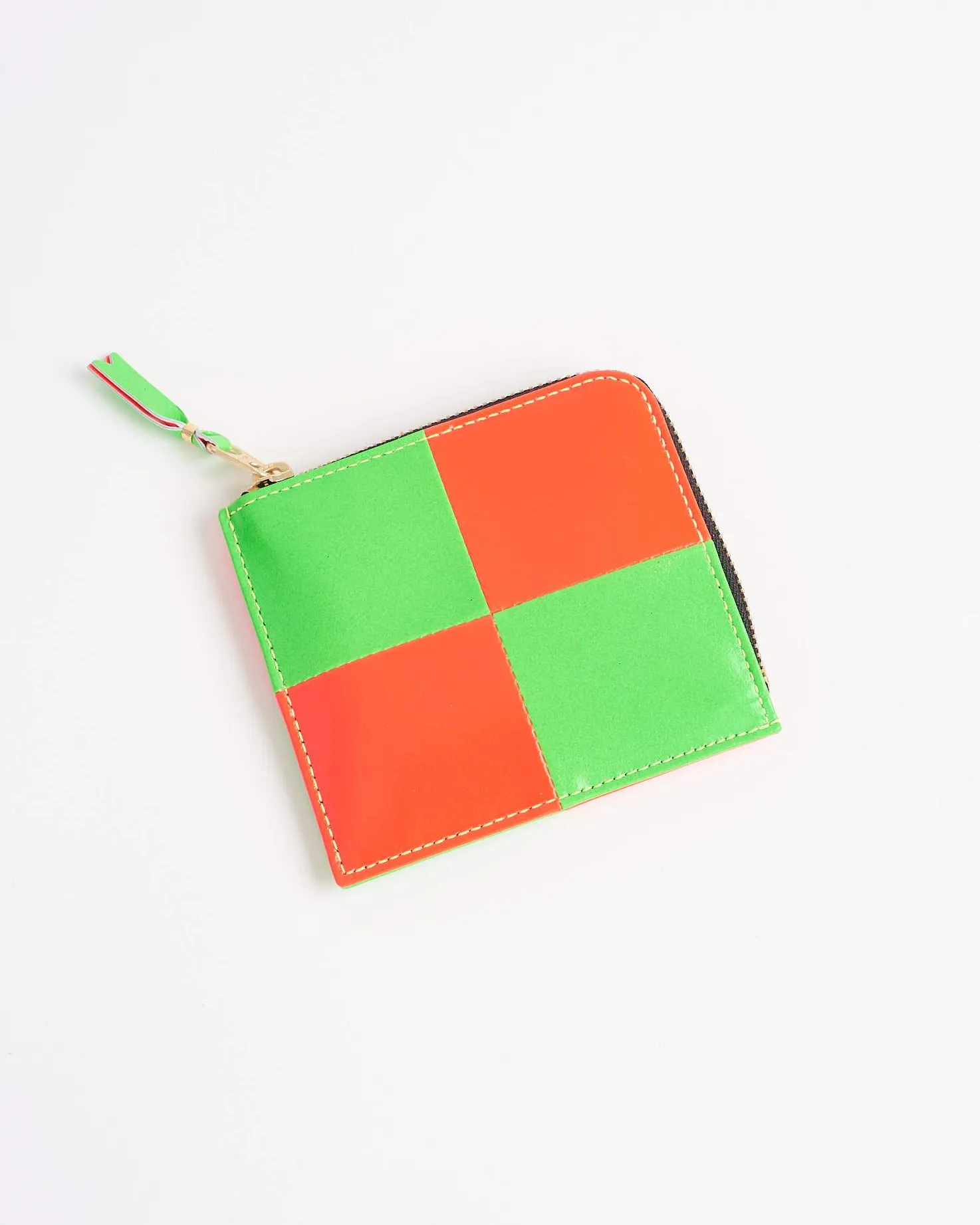Fluorescent Square Classic Wallet in Green & Orange