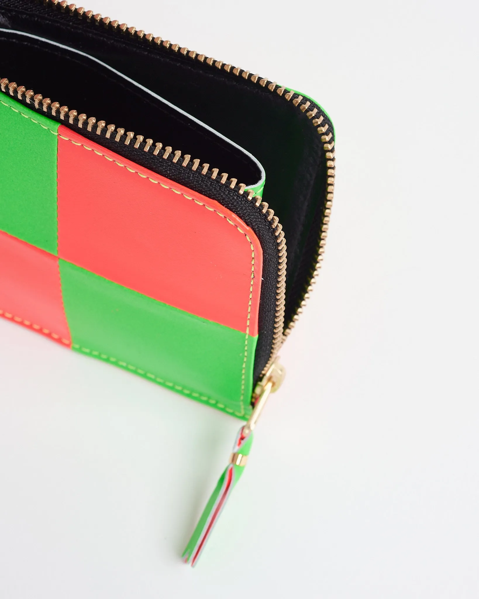 Fluorescent Square Classic Wallet in Green & Orange