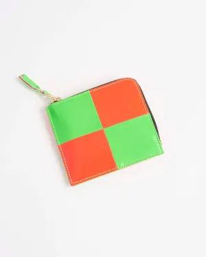 Fluorescent Square Classic Wallet in Green & Orange