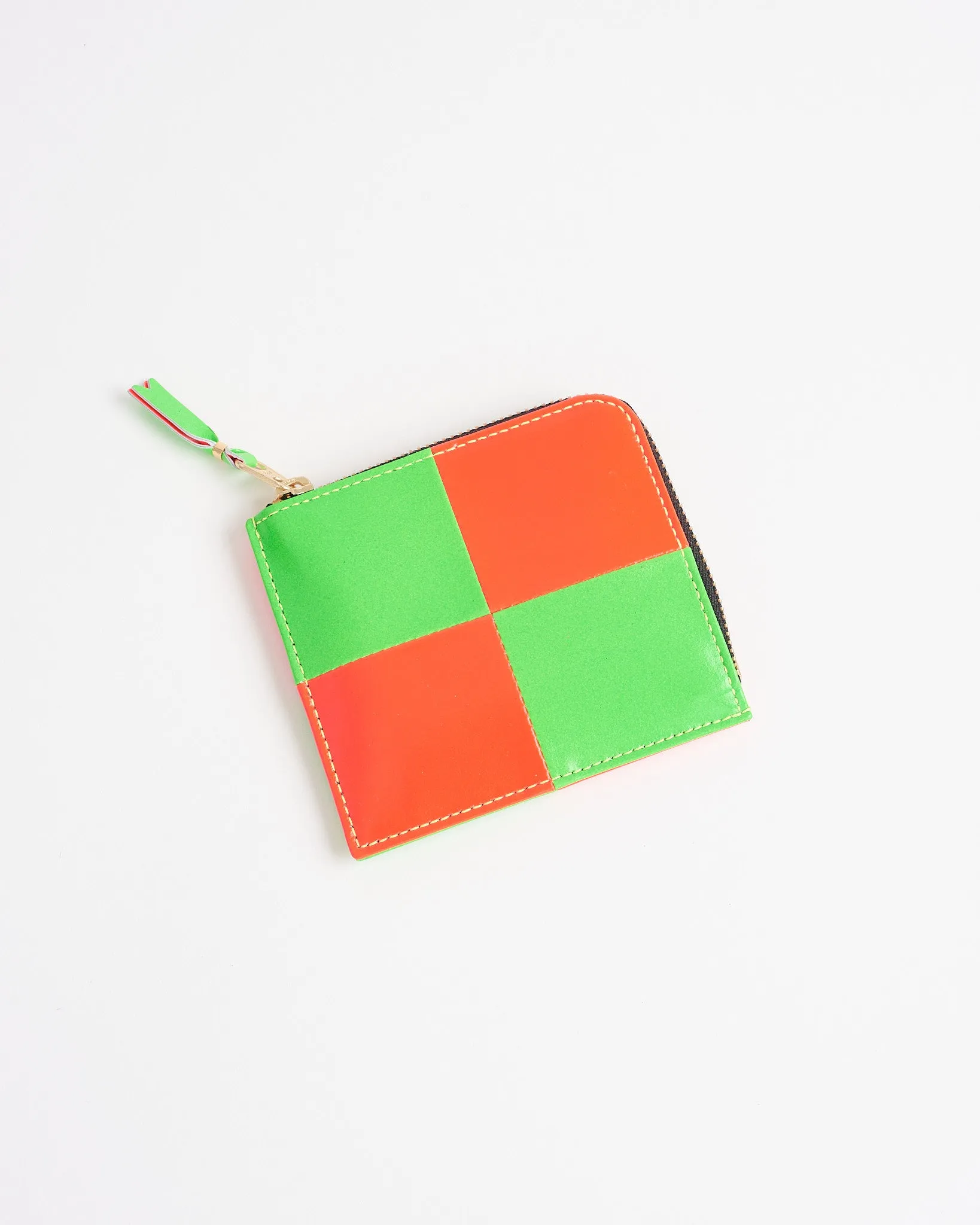 Fluorescent Square Classic Wallet in Green & Orange