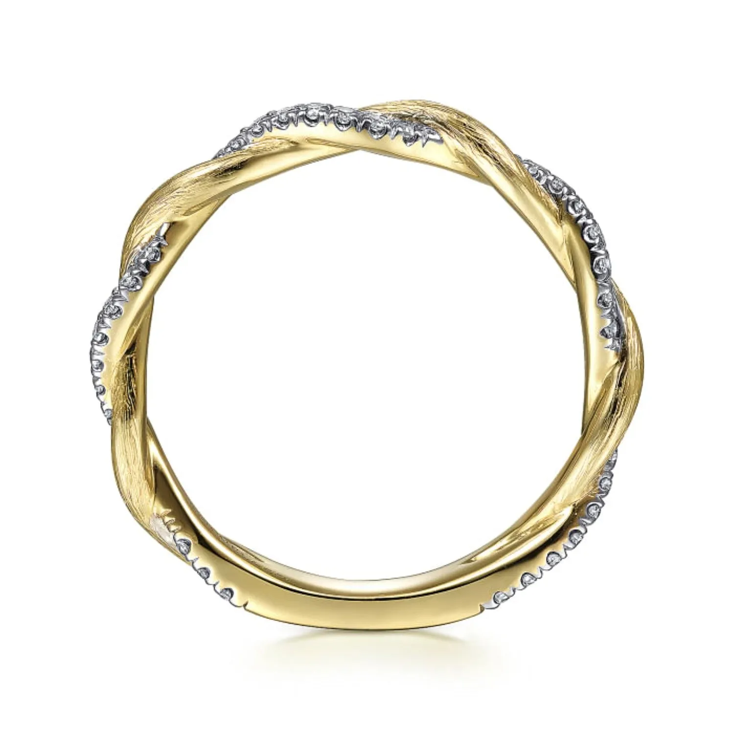 Gabriel & Co. Twist Satin Finish Diamond Stackable Band