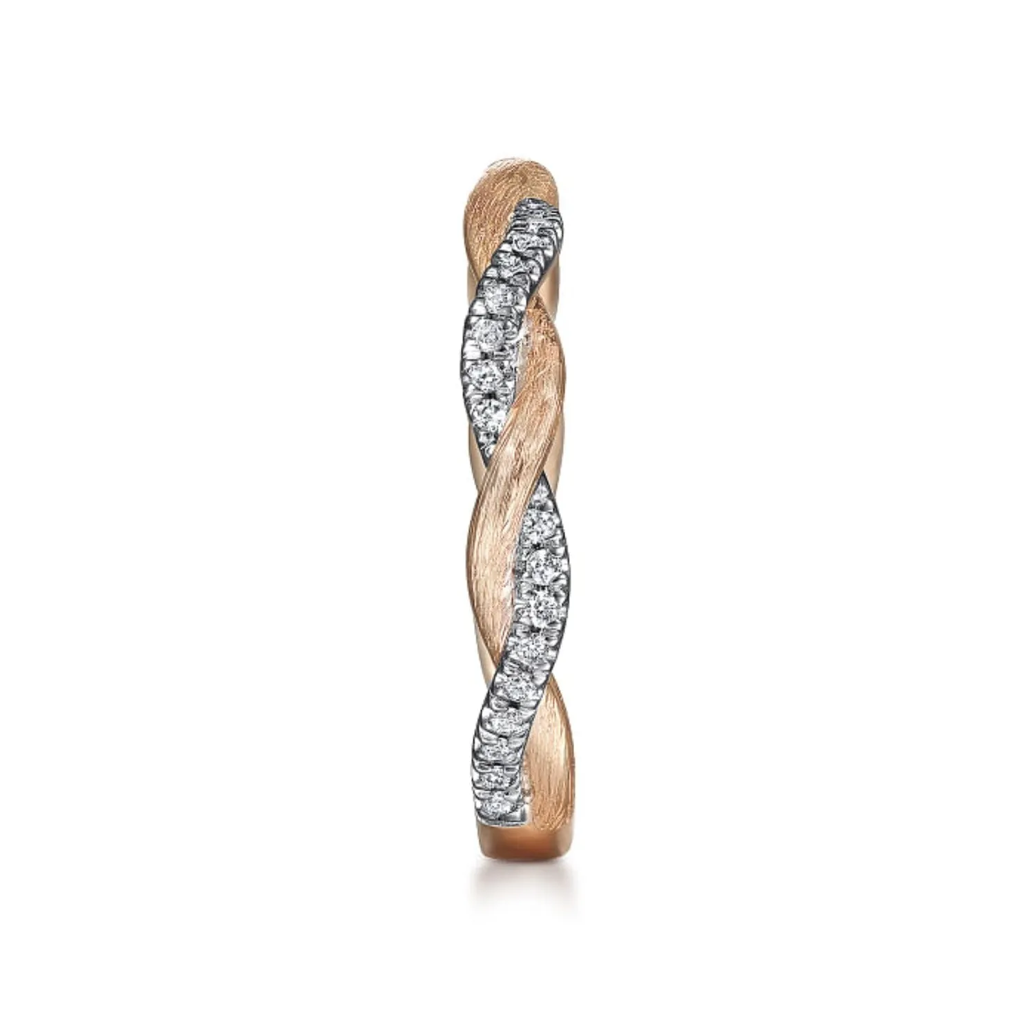 Gabriel & Co. Twist Satin Finish Diamond Stackable Band