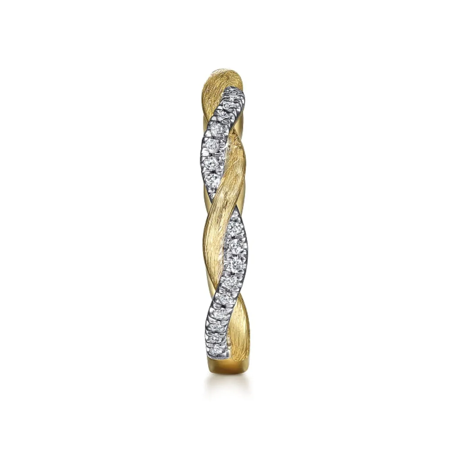 Gabriel & Co. Twist Satin Finish Diamond Stackable Band