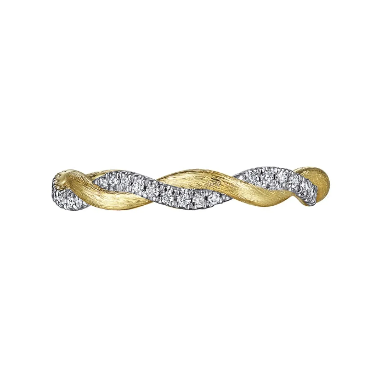 Gabriel & Co. Twist Satin Finish Diamond Stackable Band
