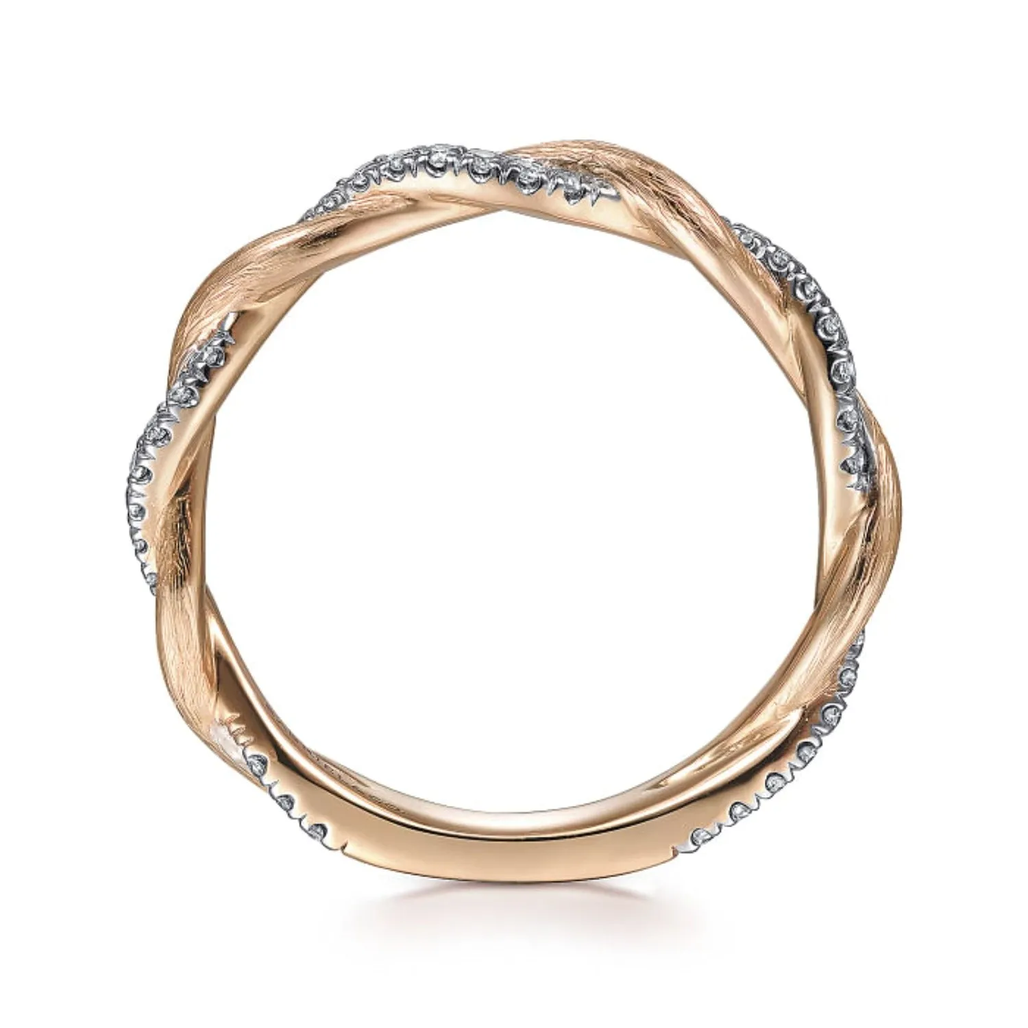 Gabriel & Co. Twist Satin Finish Diamond Stackable Band