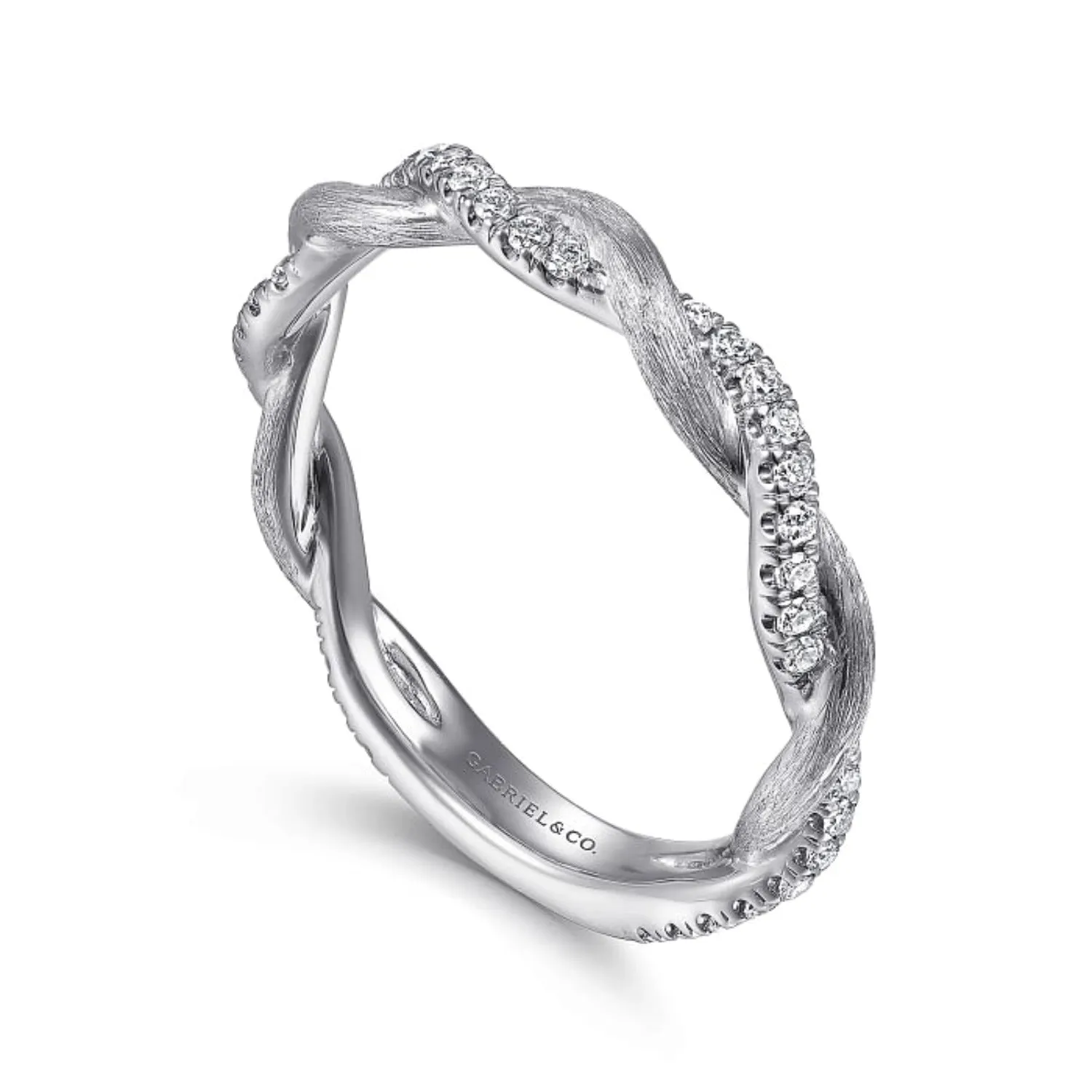 Gabriel & Co. Twist Satin Finish Diamond Stackable Band