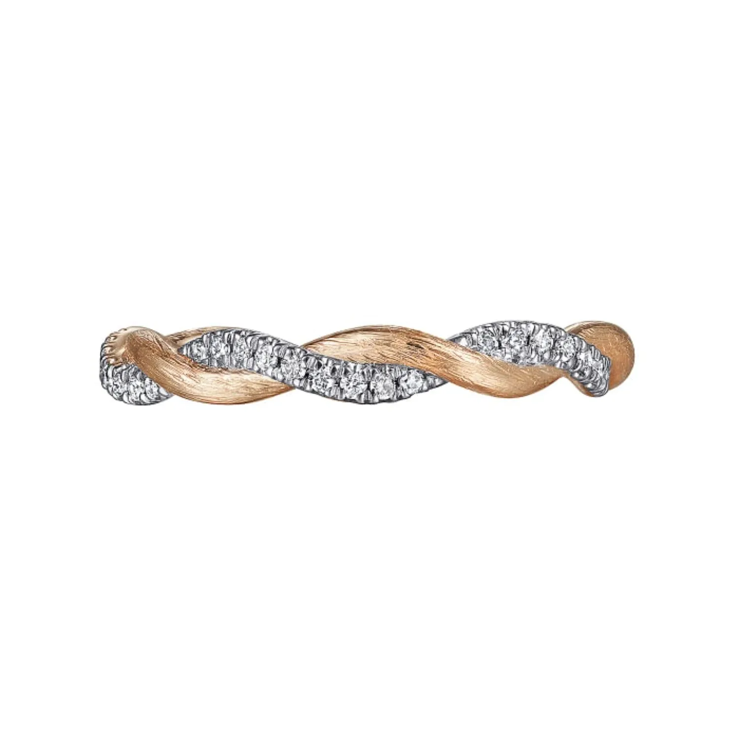 Gabriel & Co. Twist Satin Finish Diamond Stackable Band