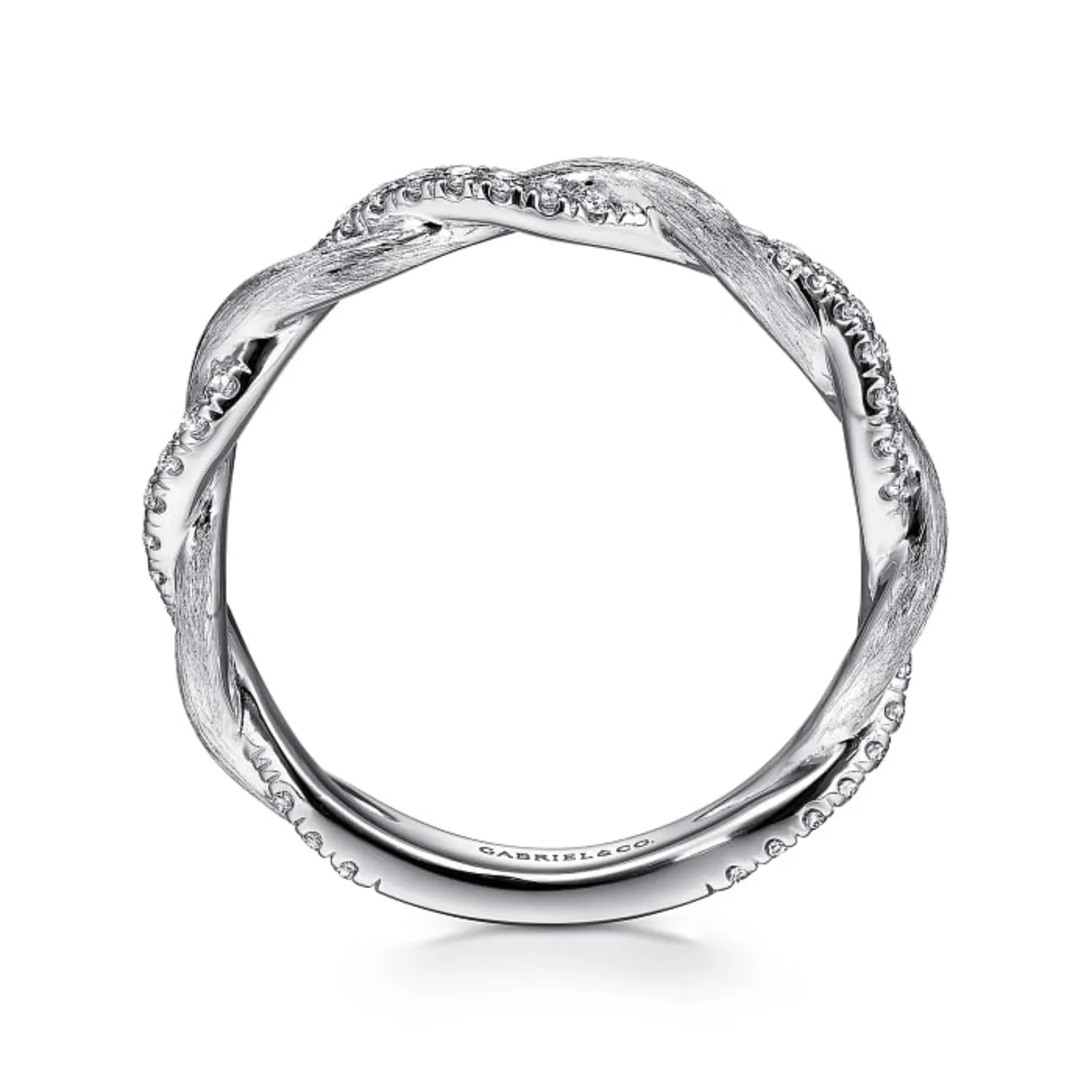 Gabriel & Co. Twist Satin Finish Diamond Stackable Band
