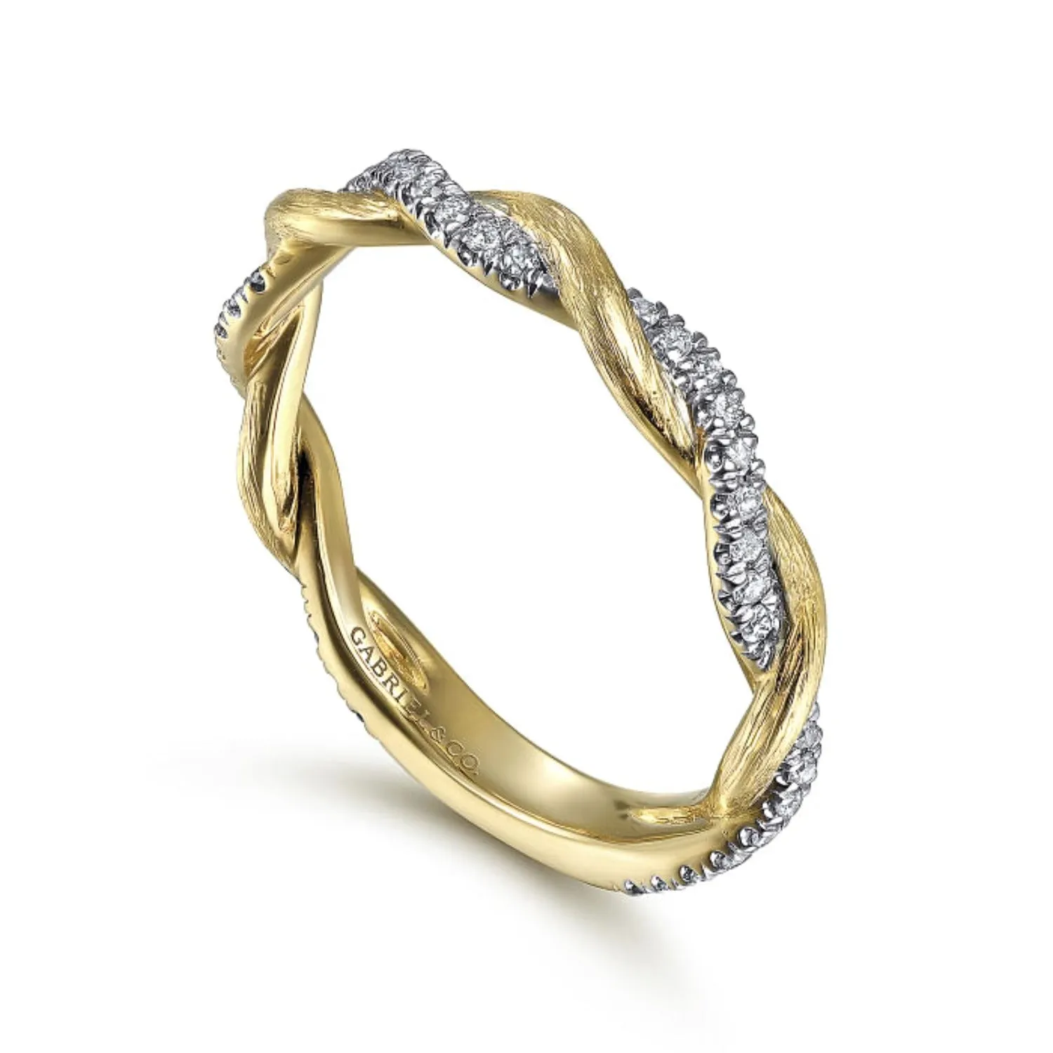 Gabriel & Co. Twist Satin Finish Diamond Stackable Band