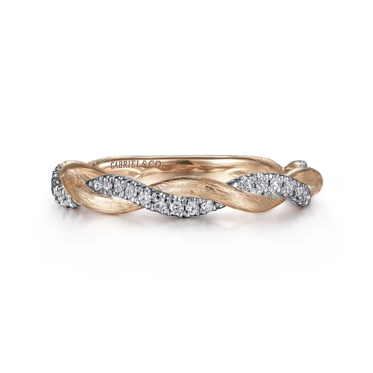 Gabriel & Co. Twist Satin Finish Diamond Stackable Band