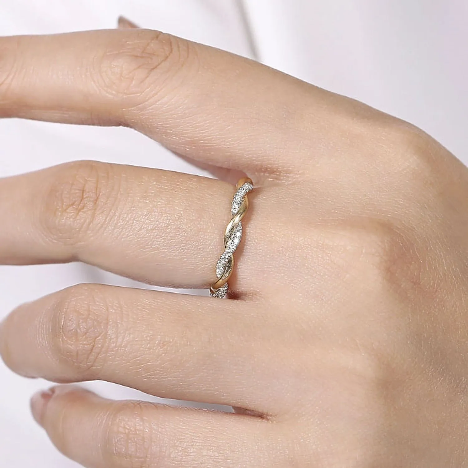 Gabriel & Co. Twist Satin Finish Diamond Stackable Band