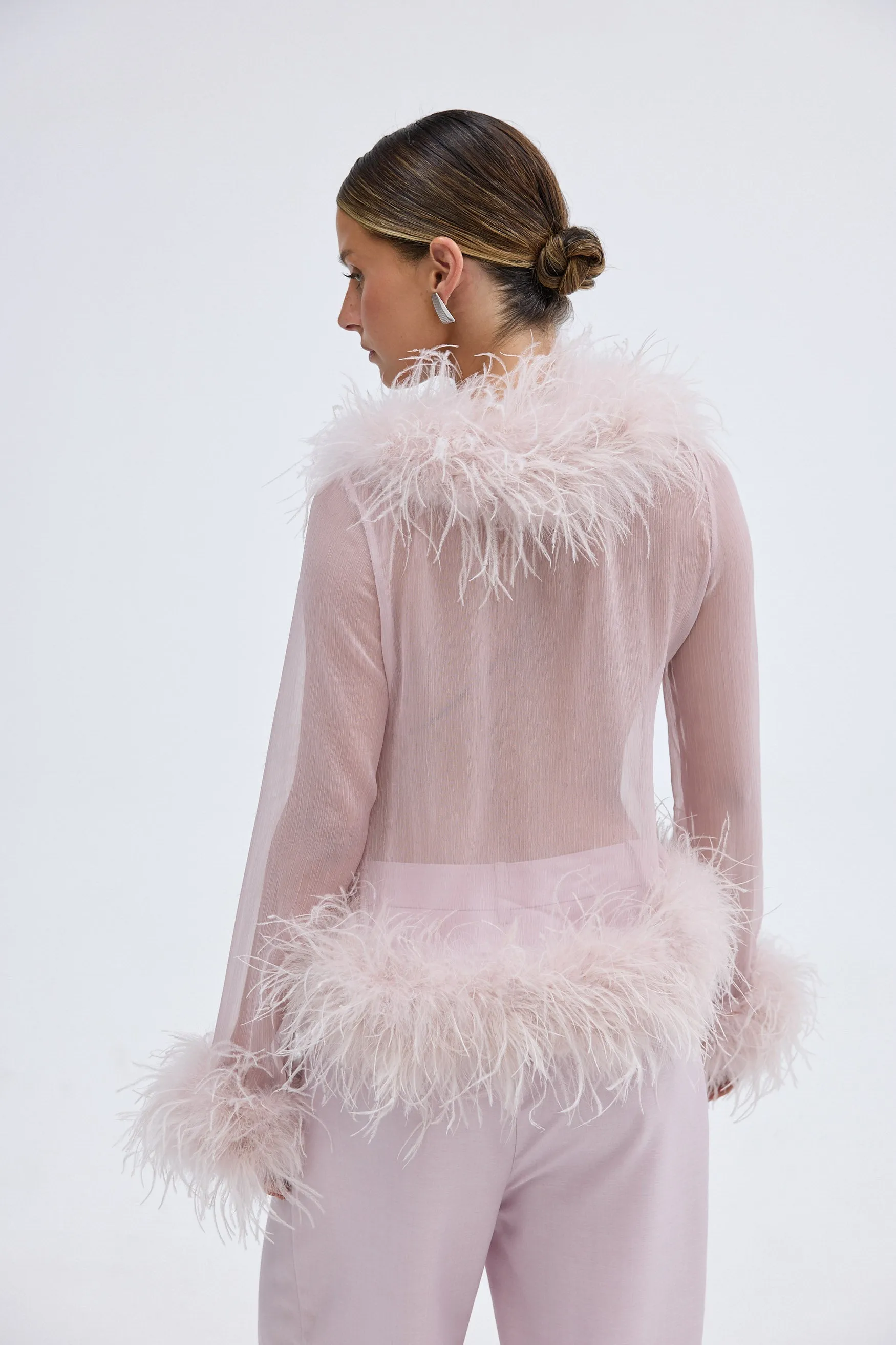 Gigi Sheer Feather Blouse - Lilac