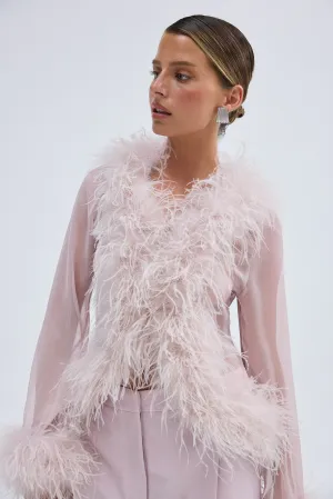 Gigi Sheer Feather Blouse - Lilac