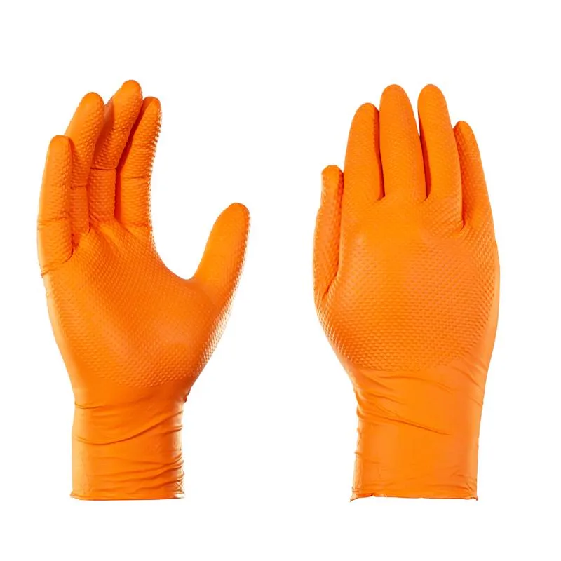 Gloveworks Nitrile Disposable Gloves One Size Fits Most Orange Powder Free 6 pc