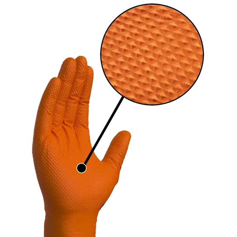 Gloveworks Nitrile Disposable Gloves One Size Fits Most Orange Powder Free 6 pc