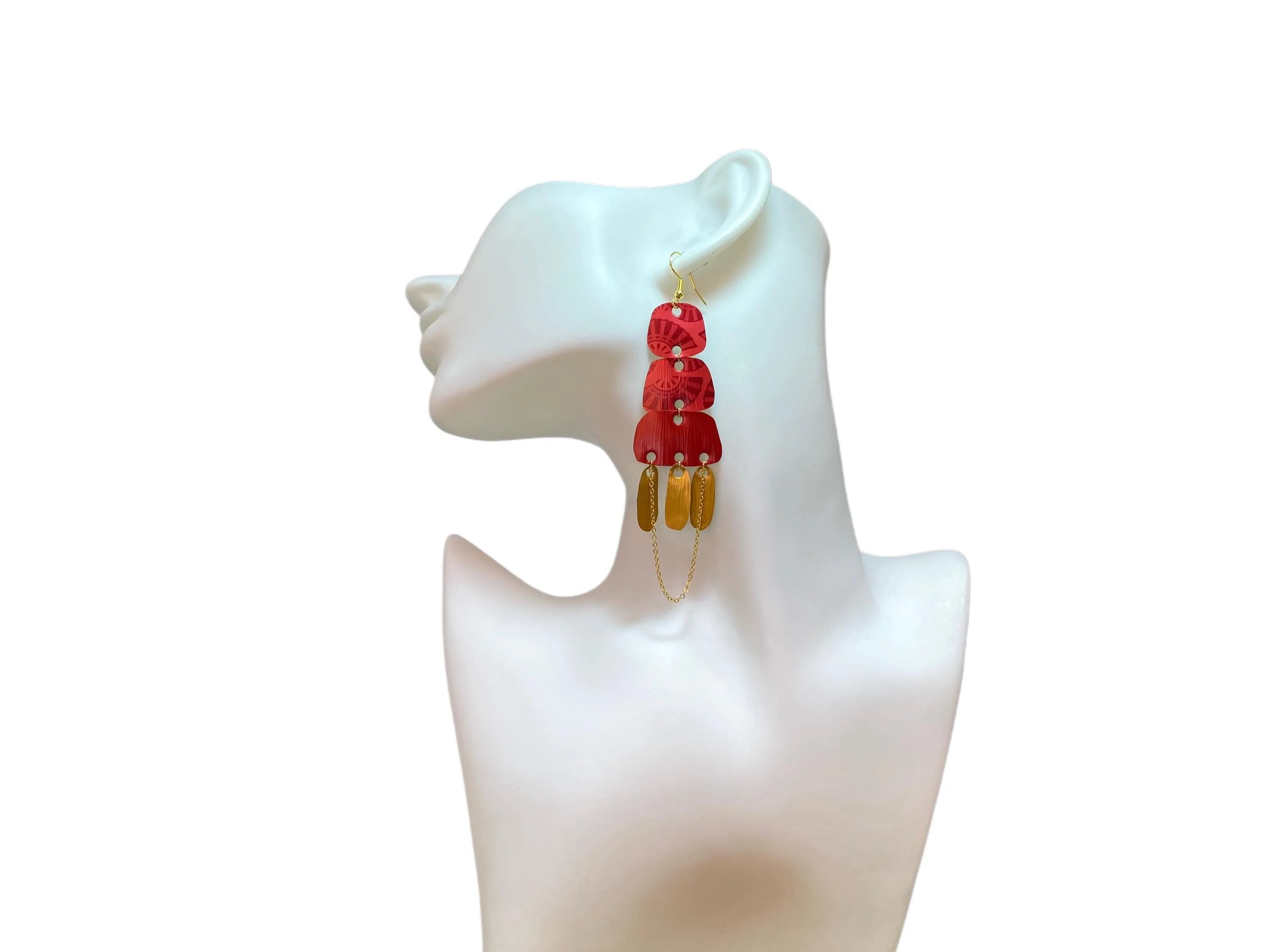 Gold & Red Boho Nespresso Earrings