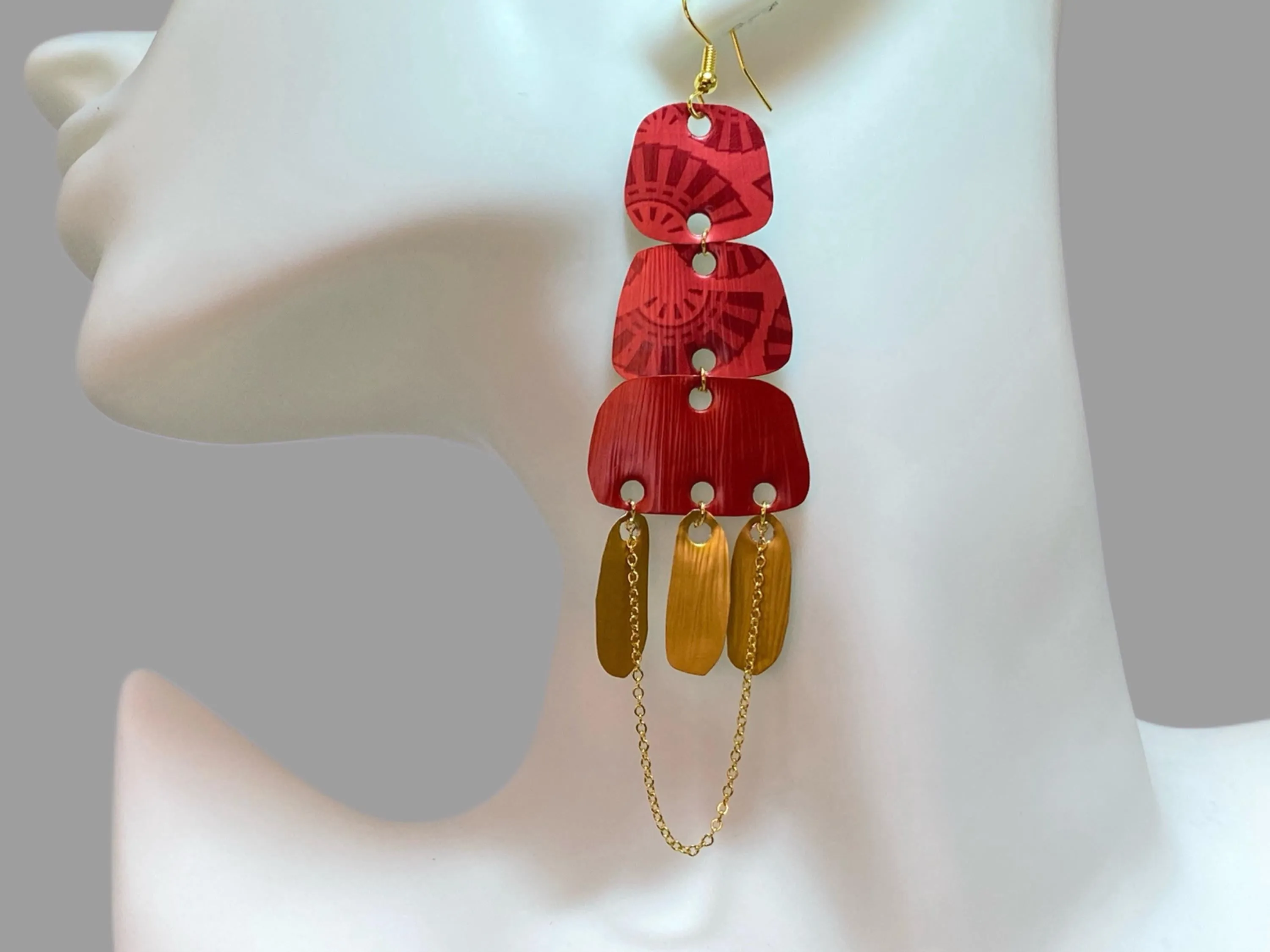 Gold & Red Boho Nespresso Earrings