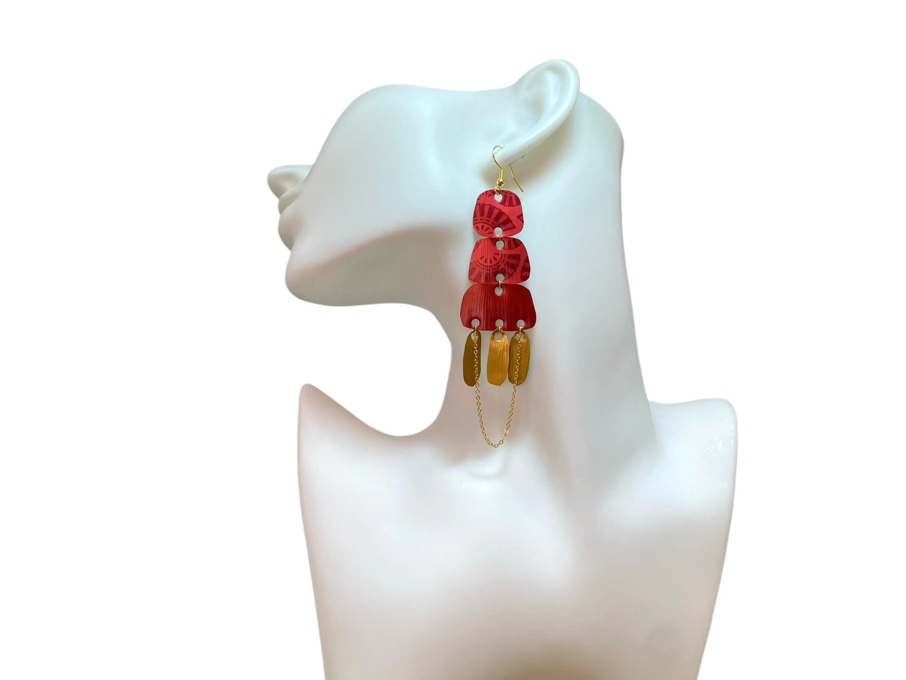 Gold & Red Boho Nespresso Earrings