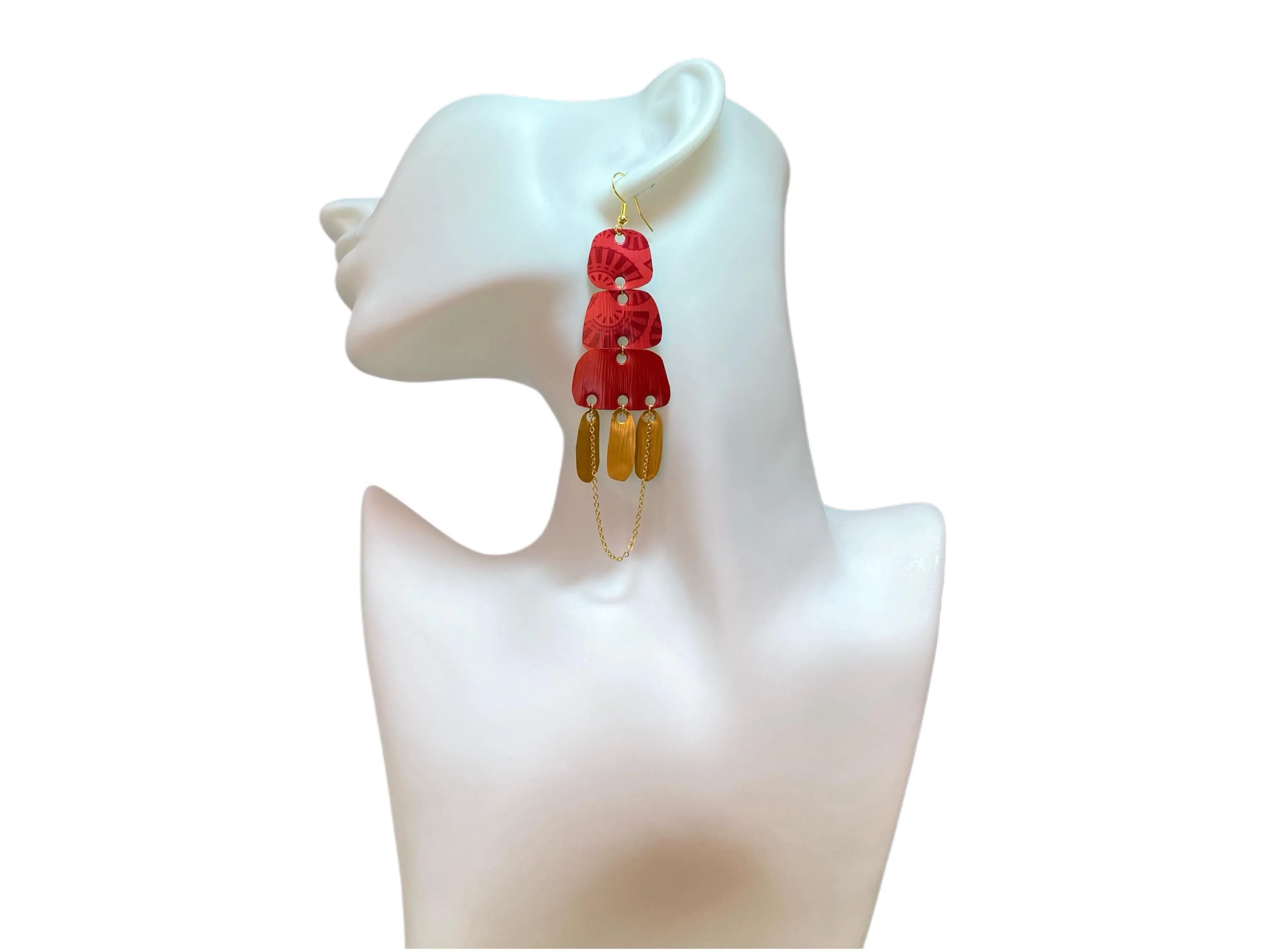 Gold & Red Boho Nespresso Earrings