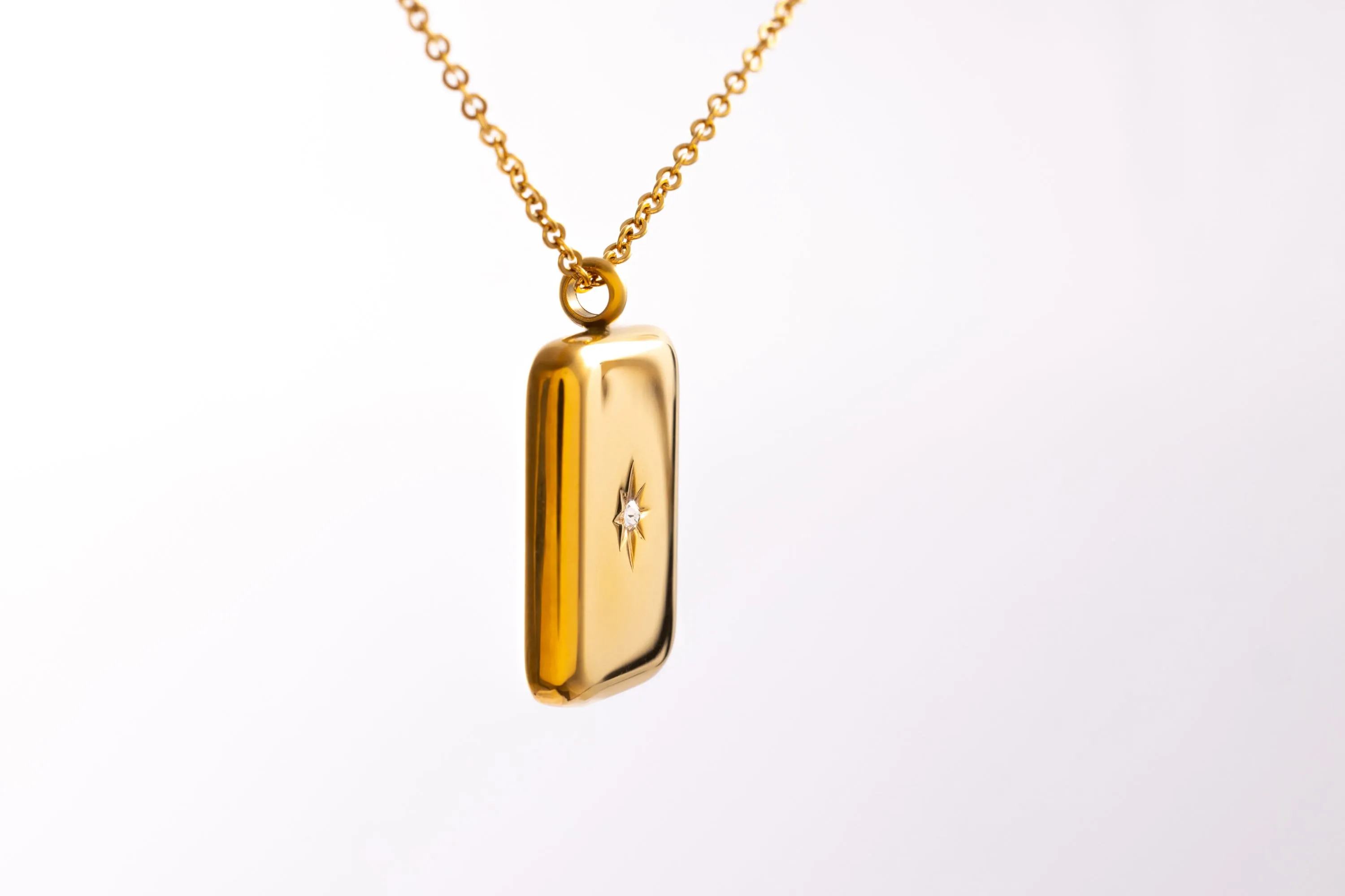 Gold Charm Necklace Zircon Star