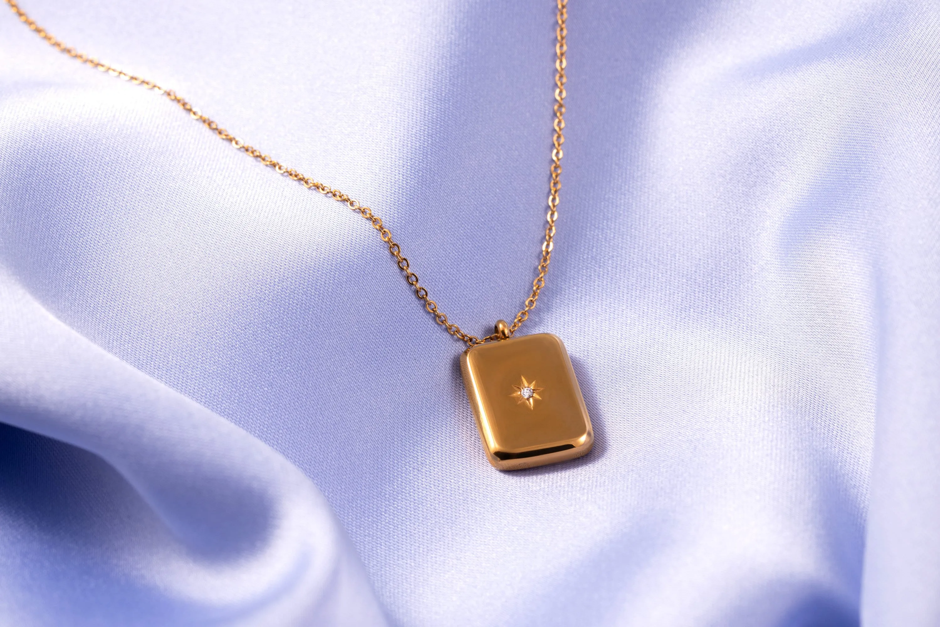 Gold Charm Necklace Zircon Star