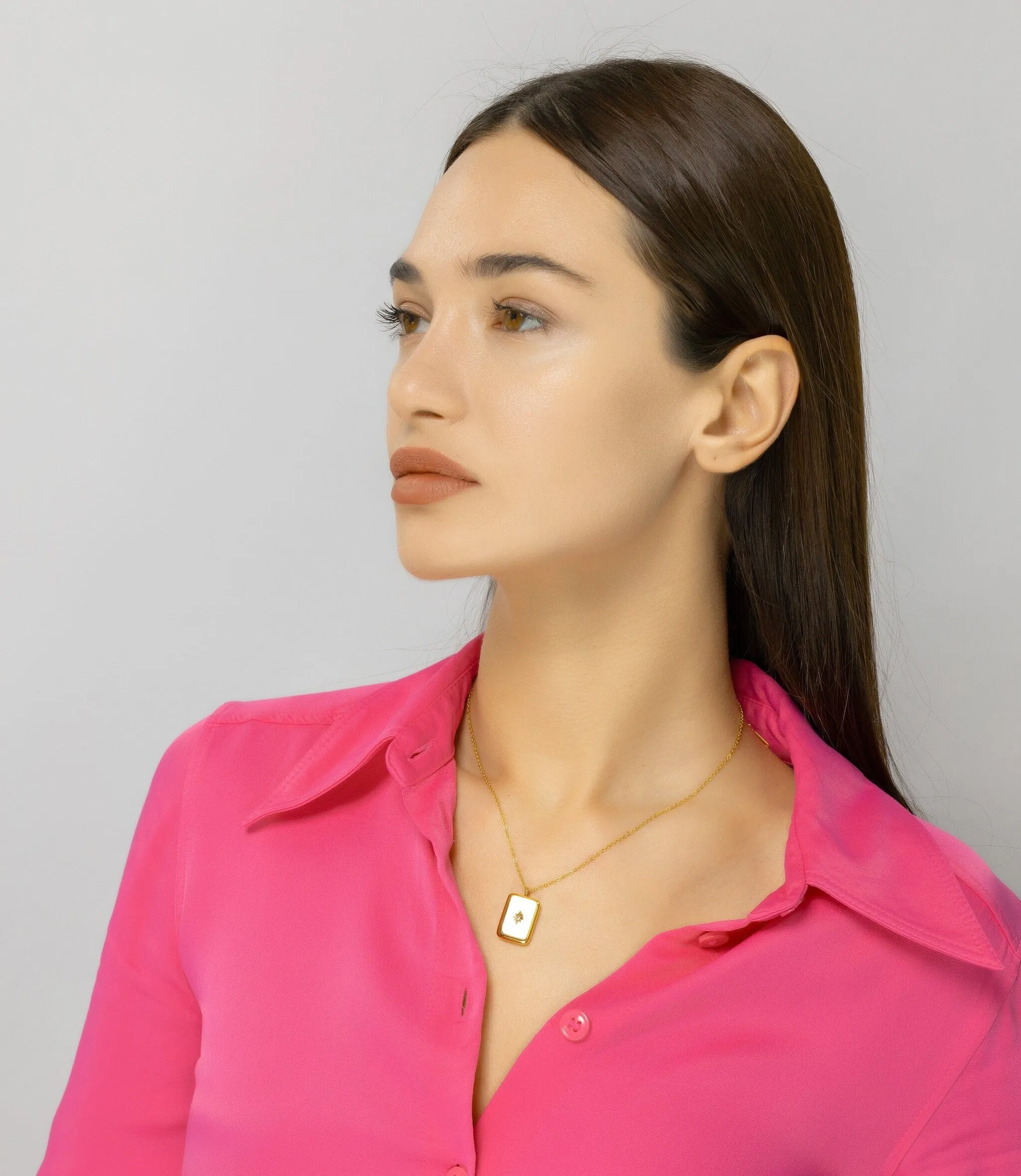 Gold Charm Necklace Zircon Star