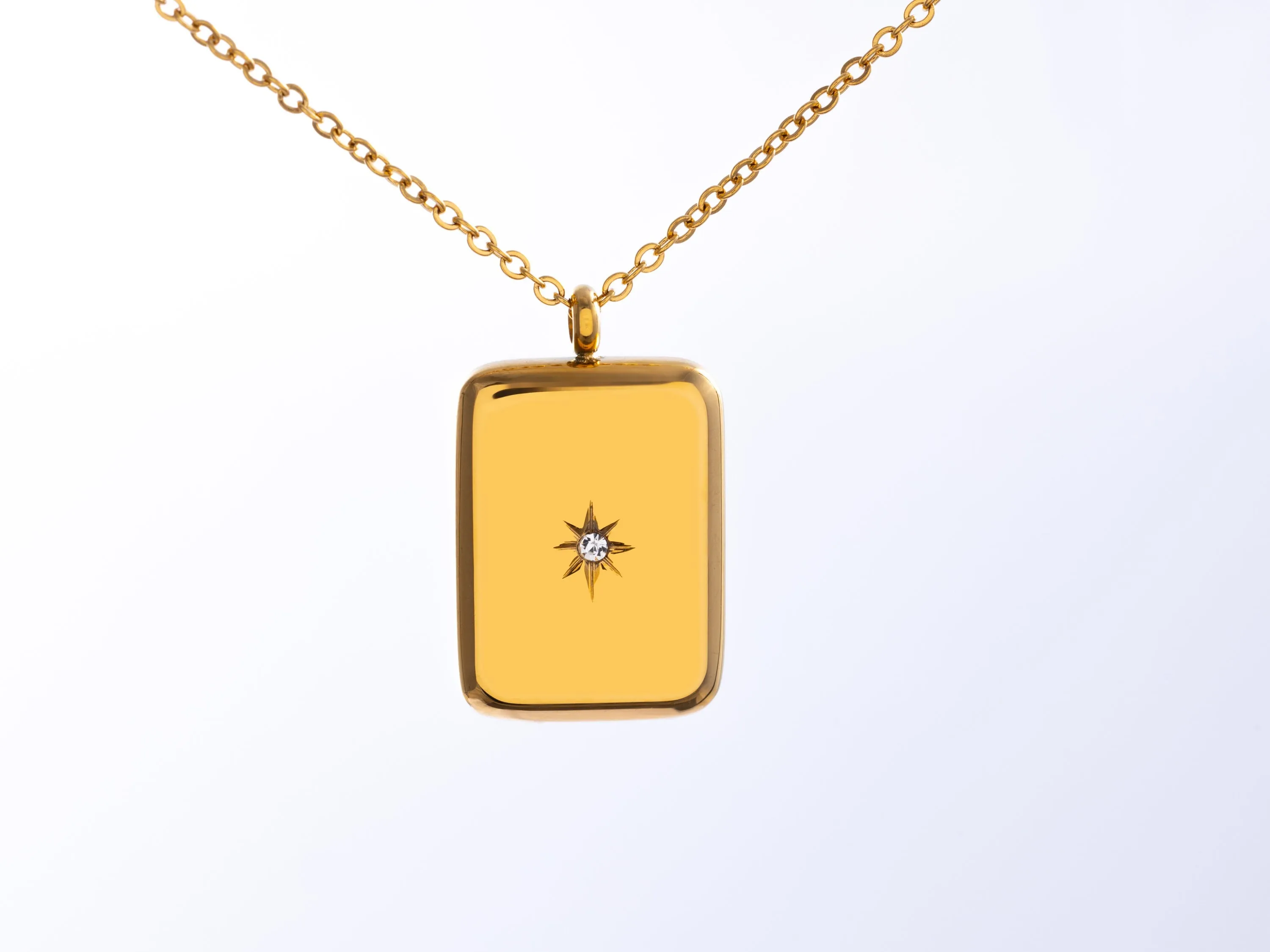 Gold Charm Necklace Zircon Star