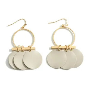 Gold Toned Earrings Featuring Painted Metal Discs S