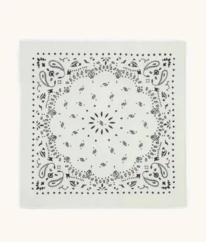 Hachiko - Printed Cashmere Bandana Scarf - Blanc