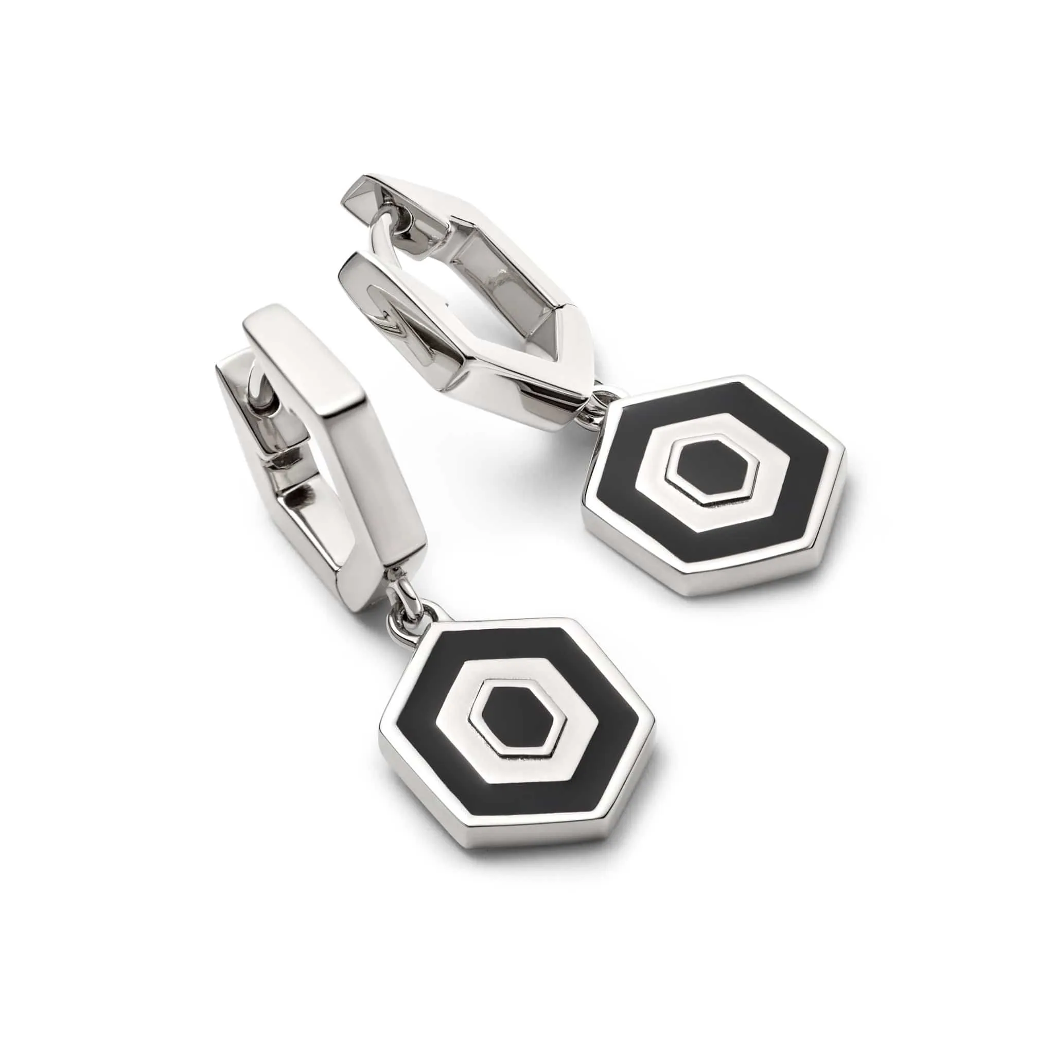 Hexagon Palm Drop Earrings Sterling Silver