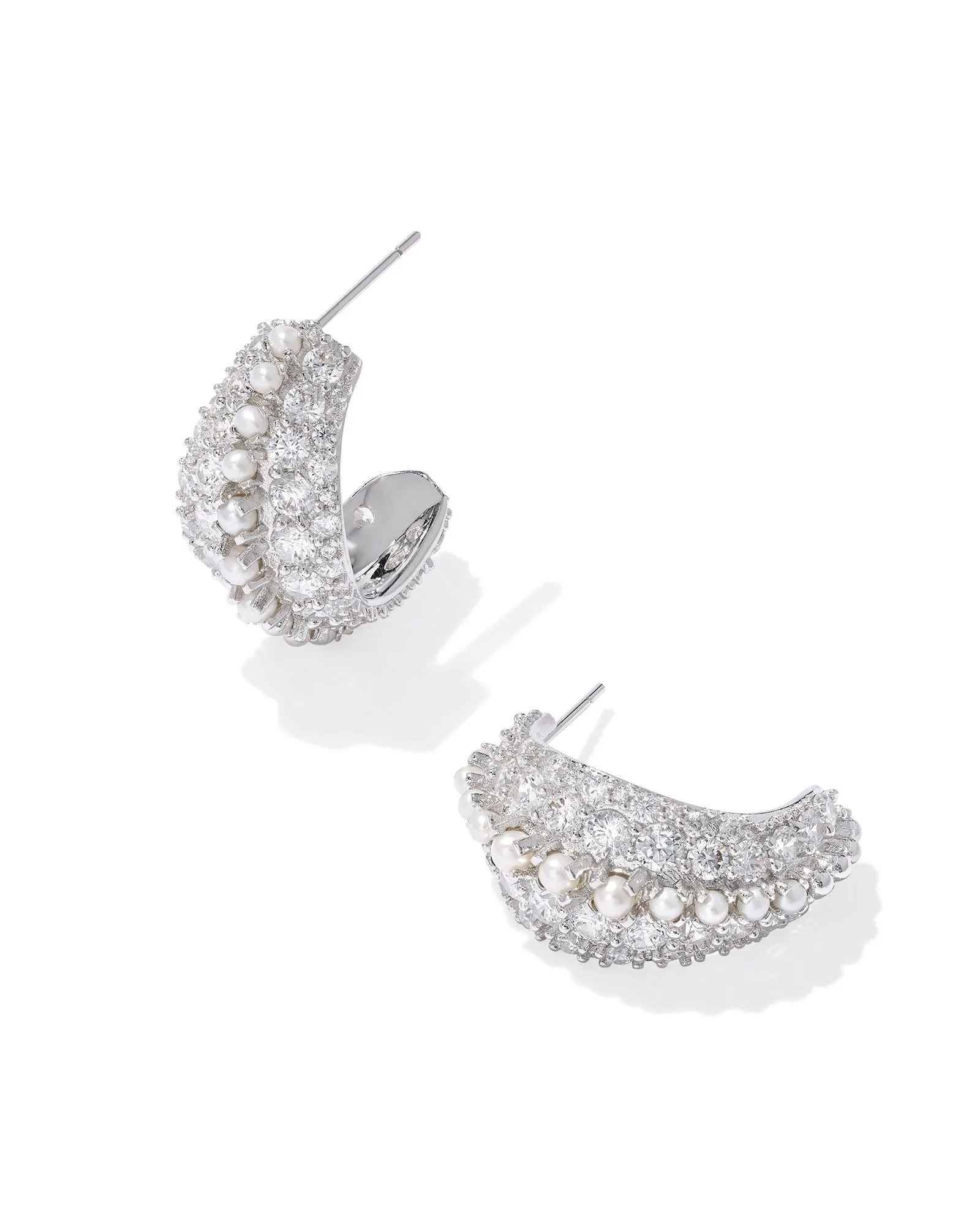 Kendra Scott Krista Silver Hoop Earrings in White Mix