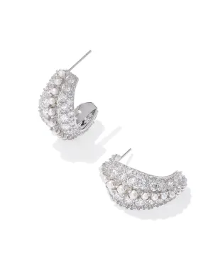 Kendra Scott Krista Silver Hoop Earrings in White Mix