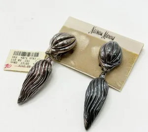 Large scale stamped sterling clip on style statement piece earrings