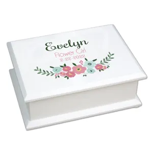 Lift Top Jewelry Box - Teal Spring Floral Flower Girl