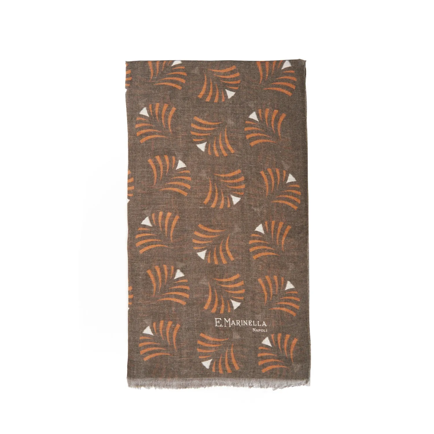 LIGHT BROWN COTTON AND LINEN SCARF