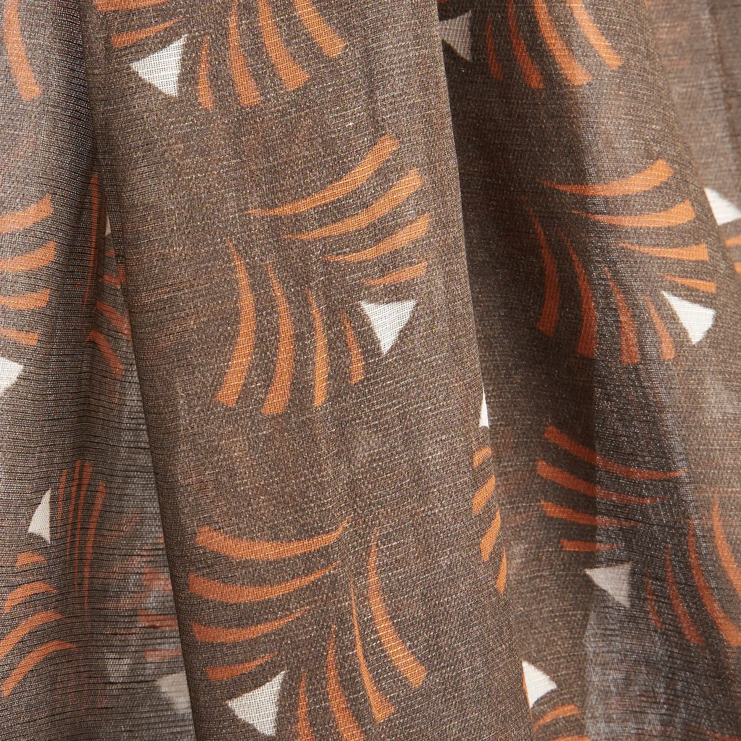 LIGHT BROWN COTTON AND LINEN SCARF