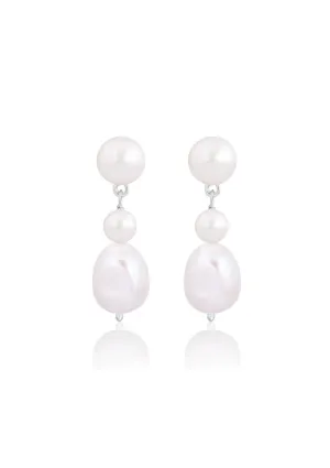 Lola Knight - Lucia - Pearl Drop Bridal Earrings - Silver