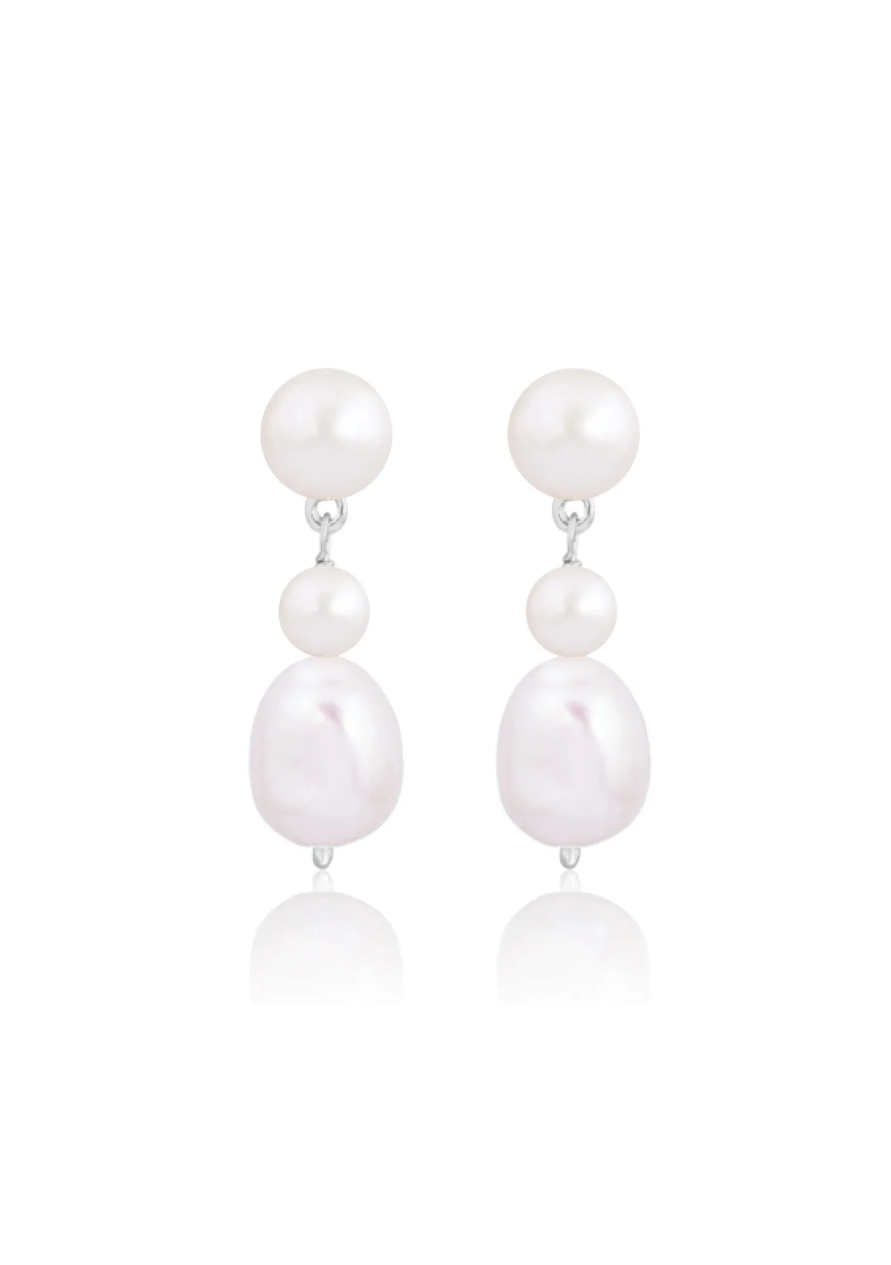 Lola Knight - Lucia - Pearl Drop Bridal Earrings - Silver