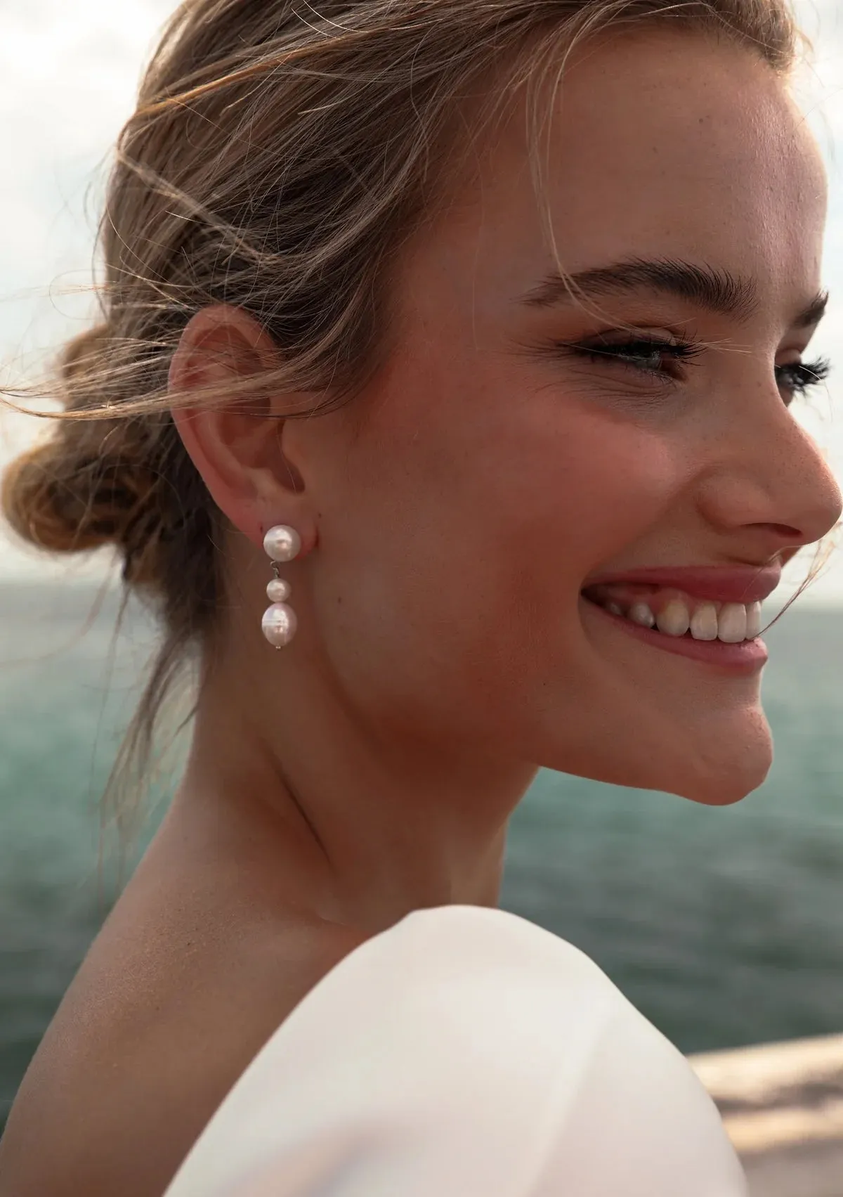 Lola Knight - Lucia - Pearl Drop Bridal Earrings - Silver