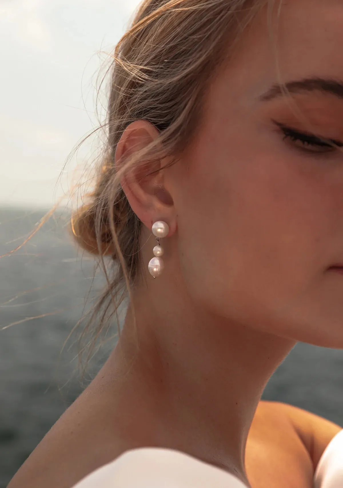 Lola Knight - Lucia - Pearl Drop Bridal Earrings - Silver