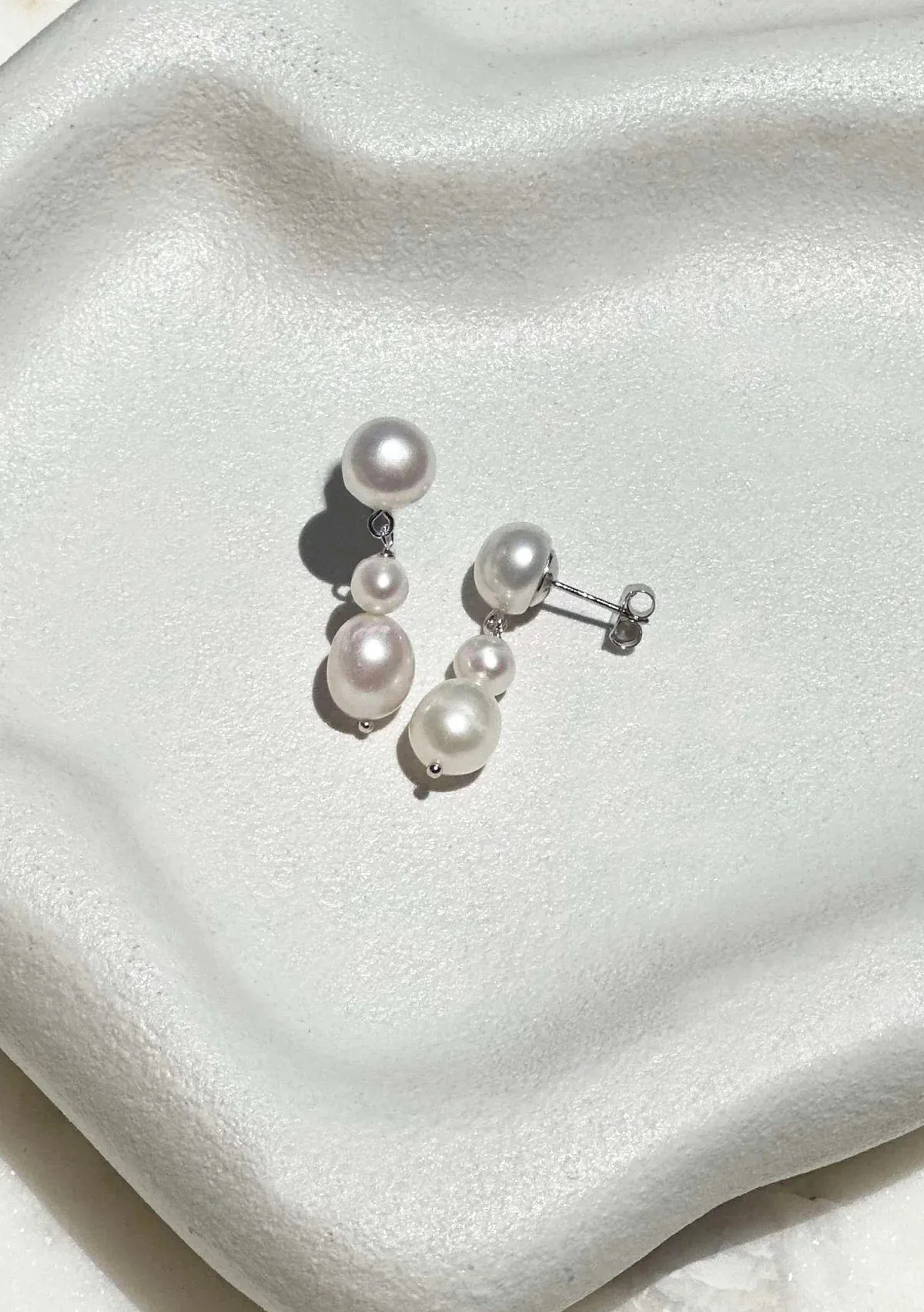 Lola Knight - Lucia - Pearl Drop Bridal Earrings - Silver